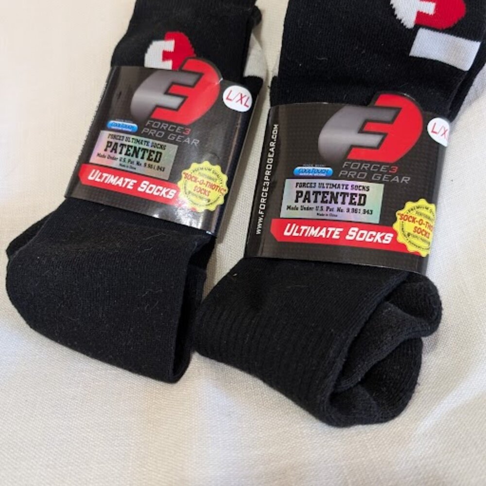 MEN'S 2 Pairs SOCKS - NEW – Force 3 Pro Gear, L/XL, Premium Quality Per…